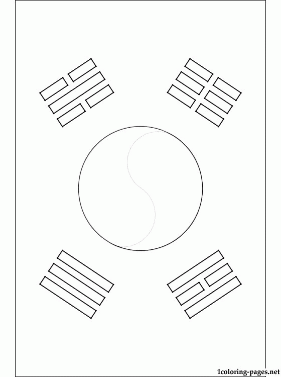 Korean flag coloring page