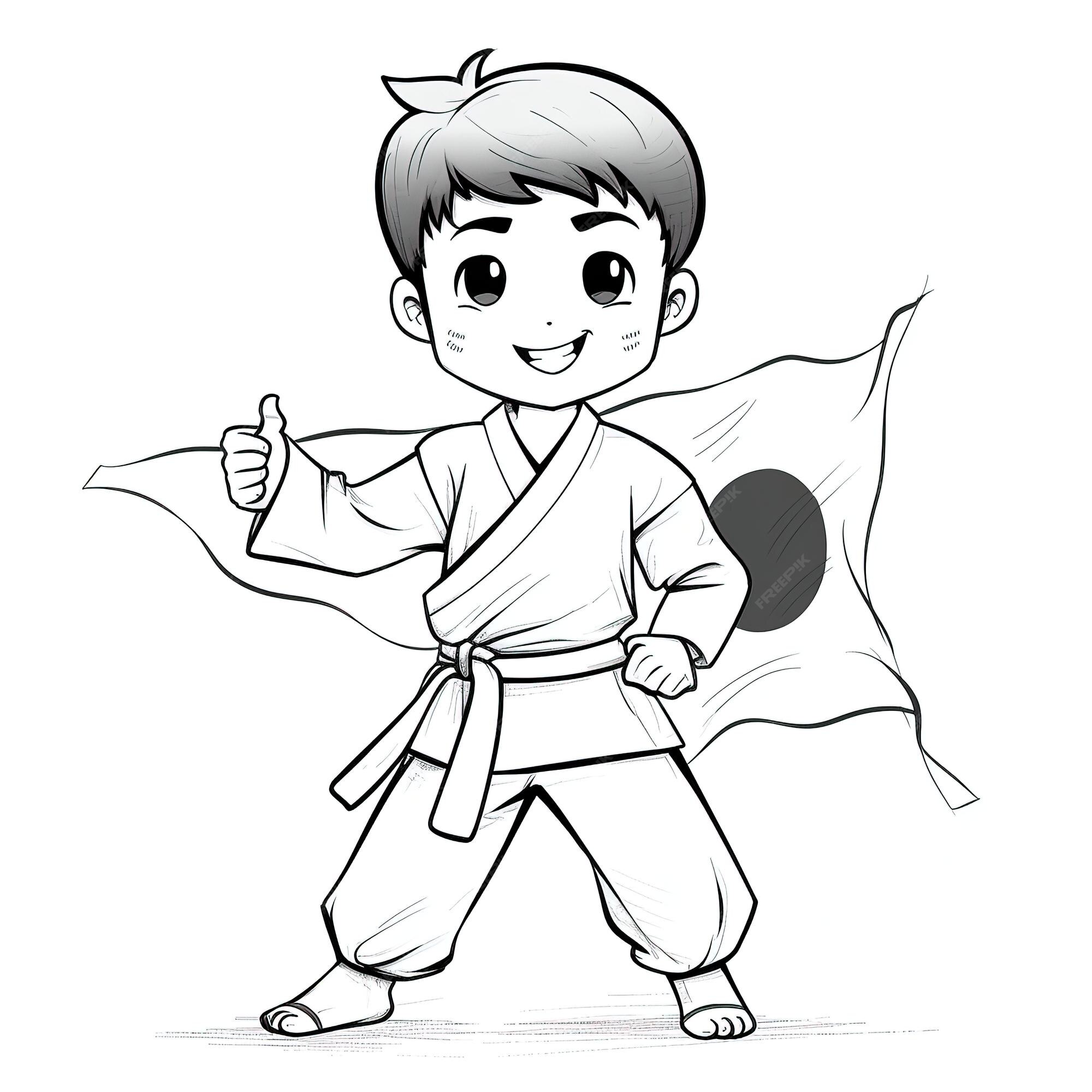 Premium vector coloring book happy feeling korean kid unpainted korean flag
