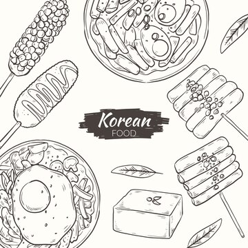 Free vector hand drawn korean food illustration