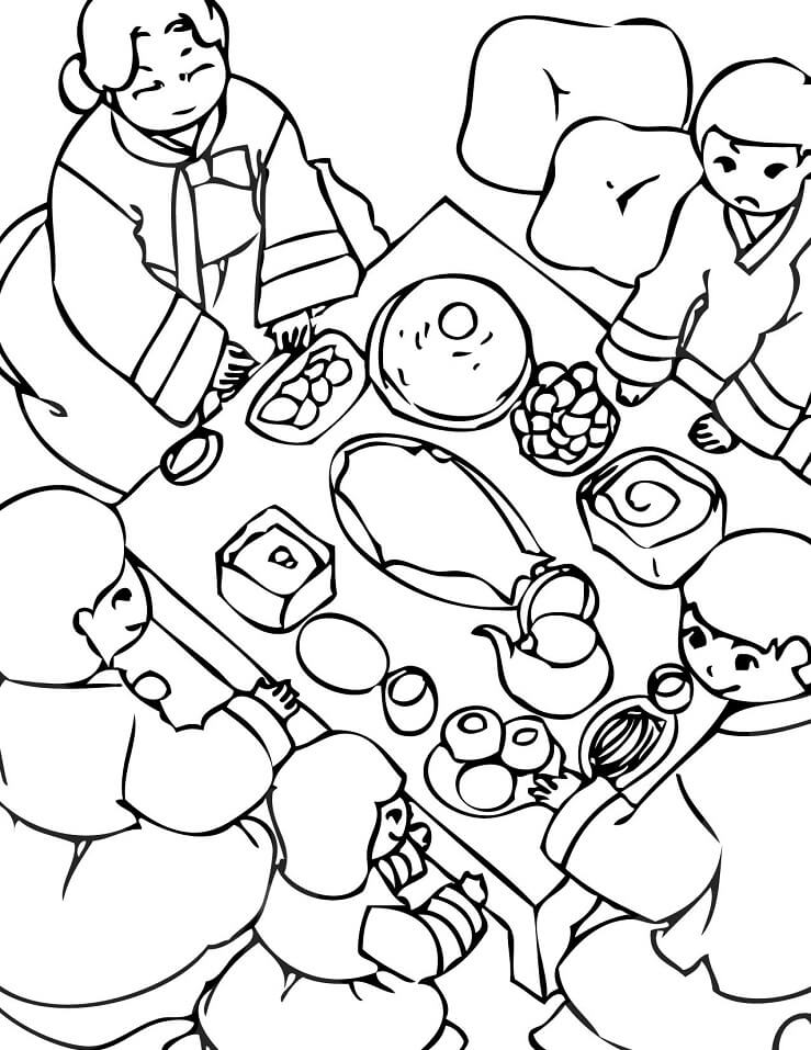 South korea new year coloring page