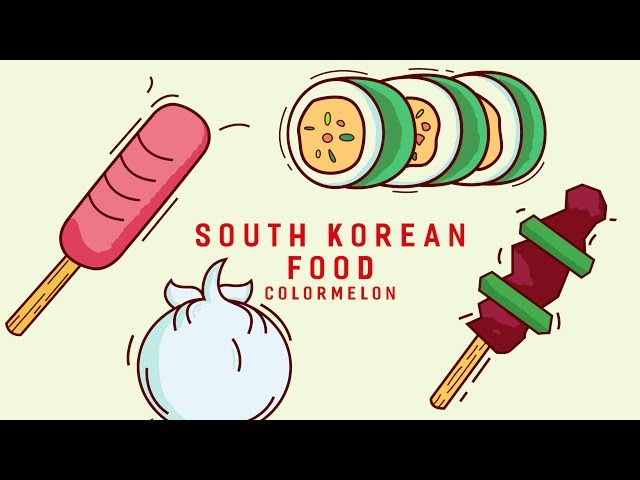 How to draw south korean food for baby coloring book and drawing for kids