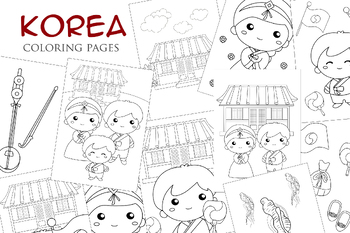 Korean coloring pages tpt