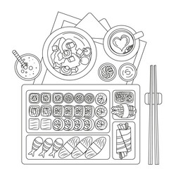 Sushi coloring book vector images over
