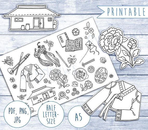 Coloring page traditional korea printable etsy coloring pages printable coloring cards love coloring pages