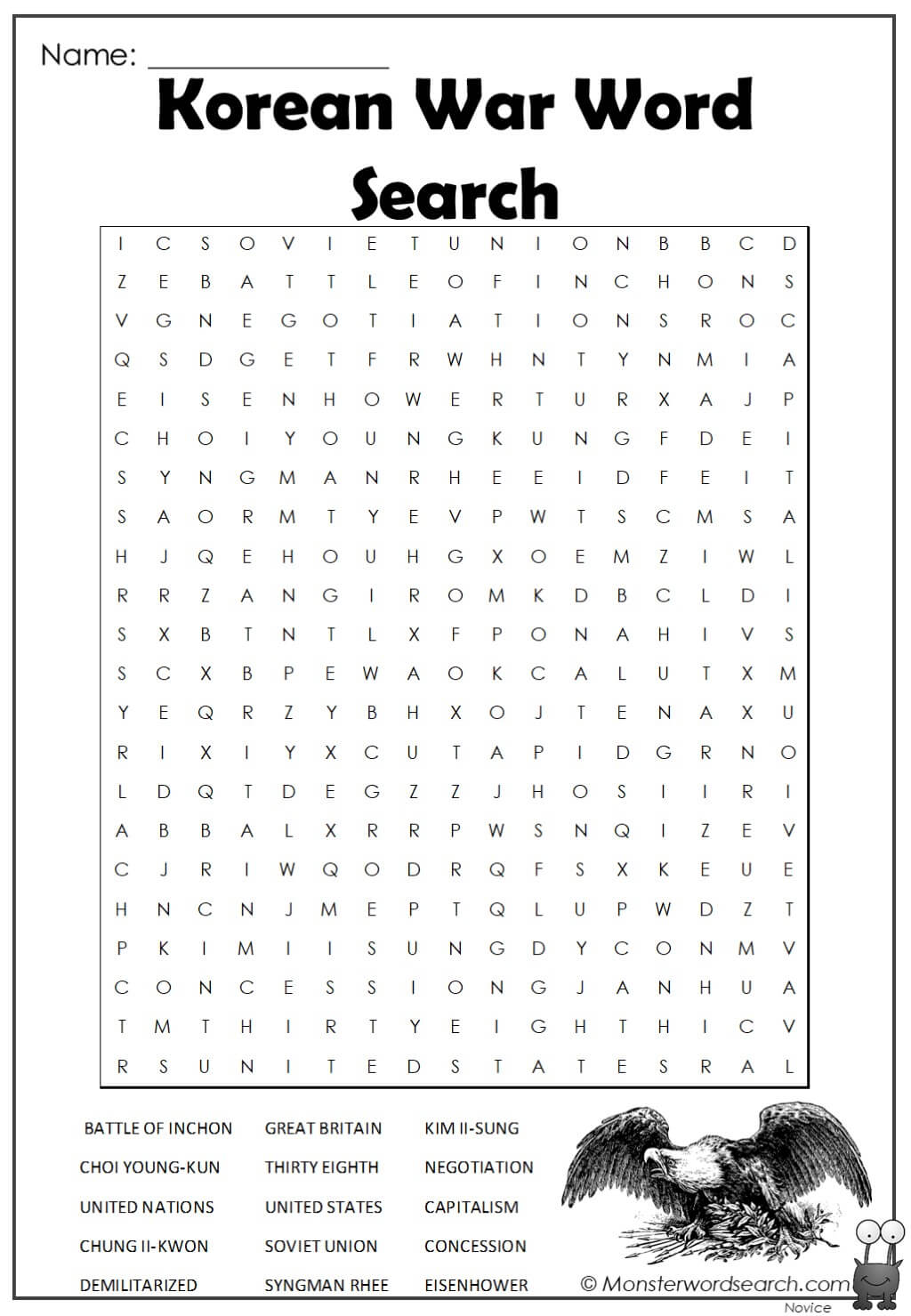 Korean war word search