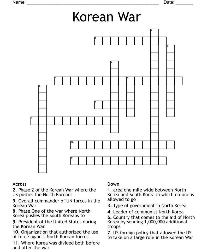 Korean war word search