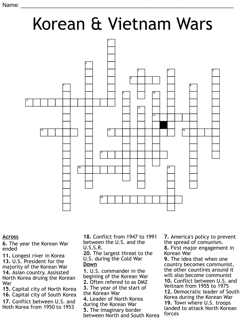 Korean war word search