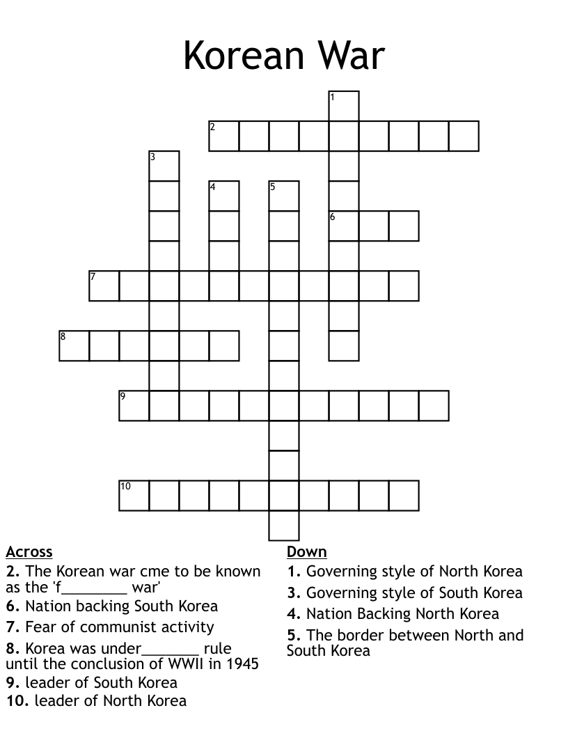 Korean war word search