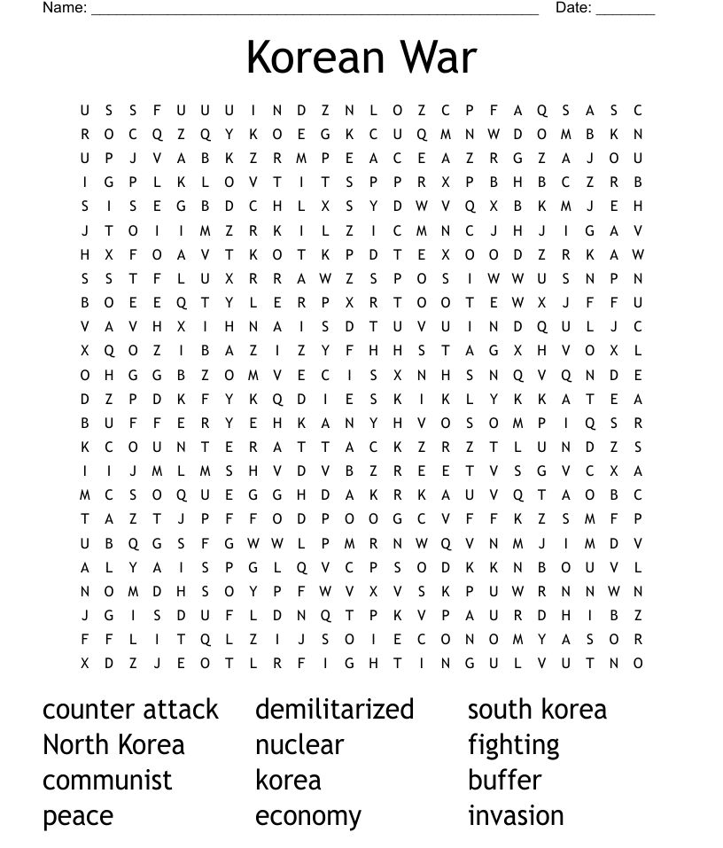 Korean war word search