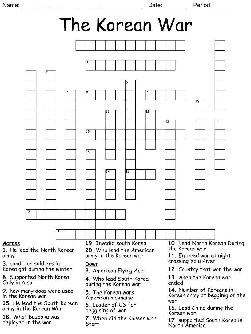 Korean war word search