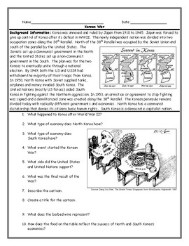 Korean war worksheets tpt