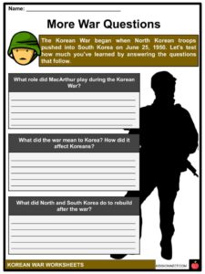 Korean war facts worksheets divison of korean peninsula for kids