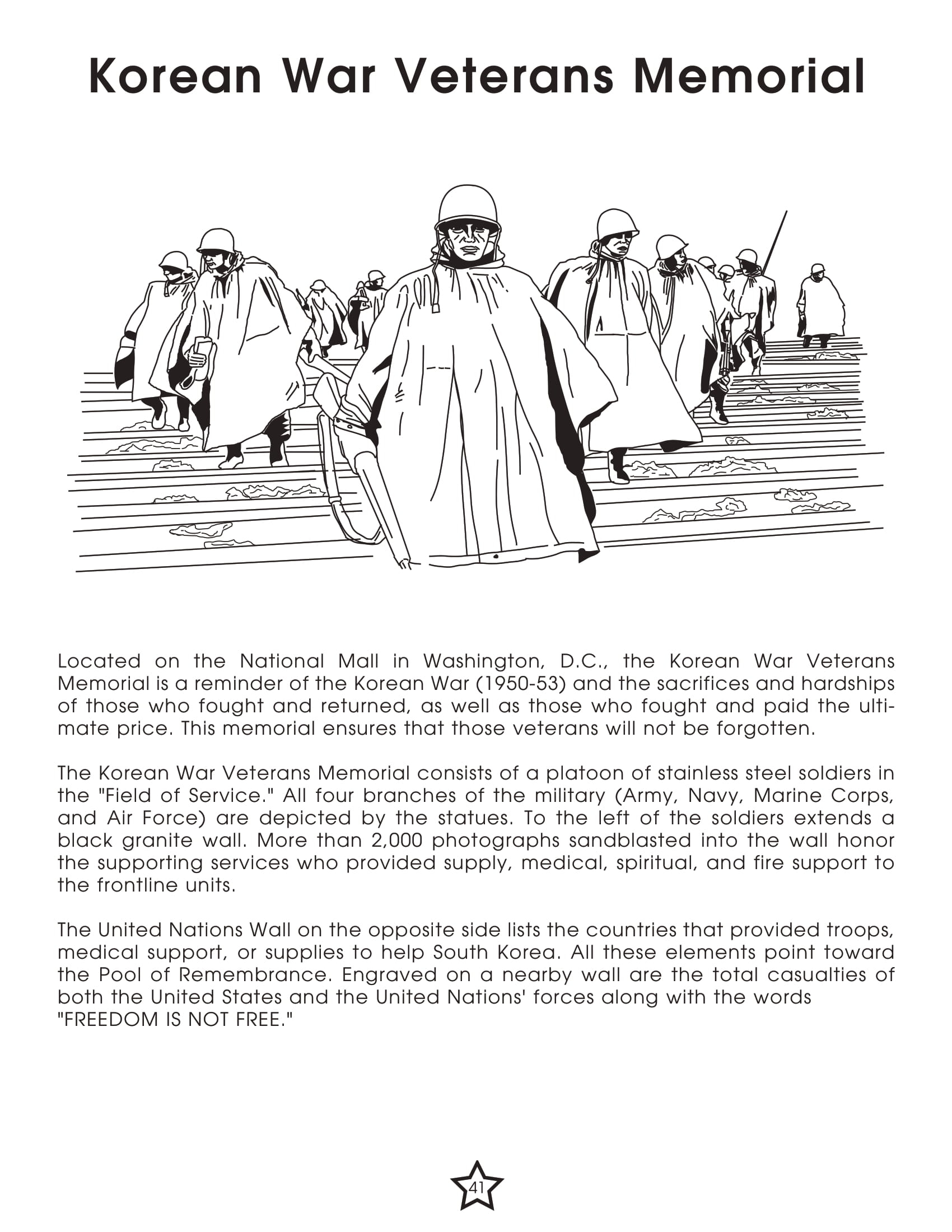 Korean war veterans memorial activity worksheet free printable puzzle games