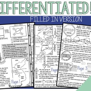 Korean war doodle notes and digital guided notes