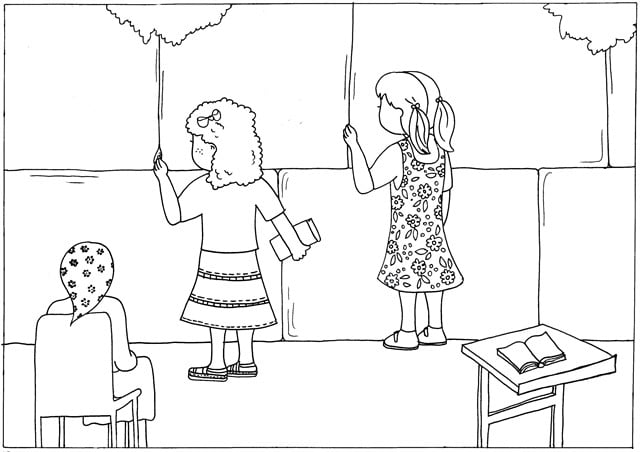 Drawing pages girls pray at the western wall