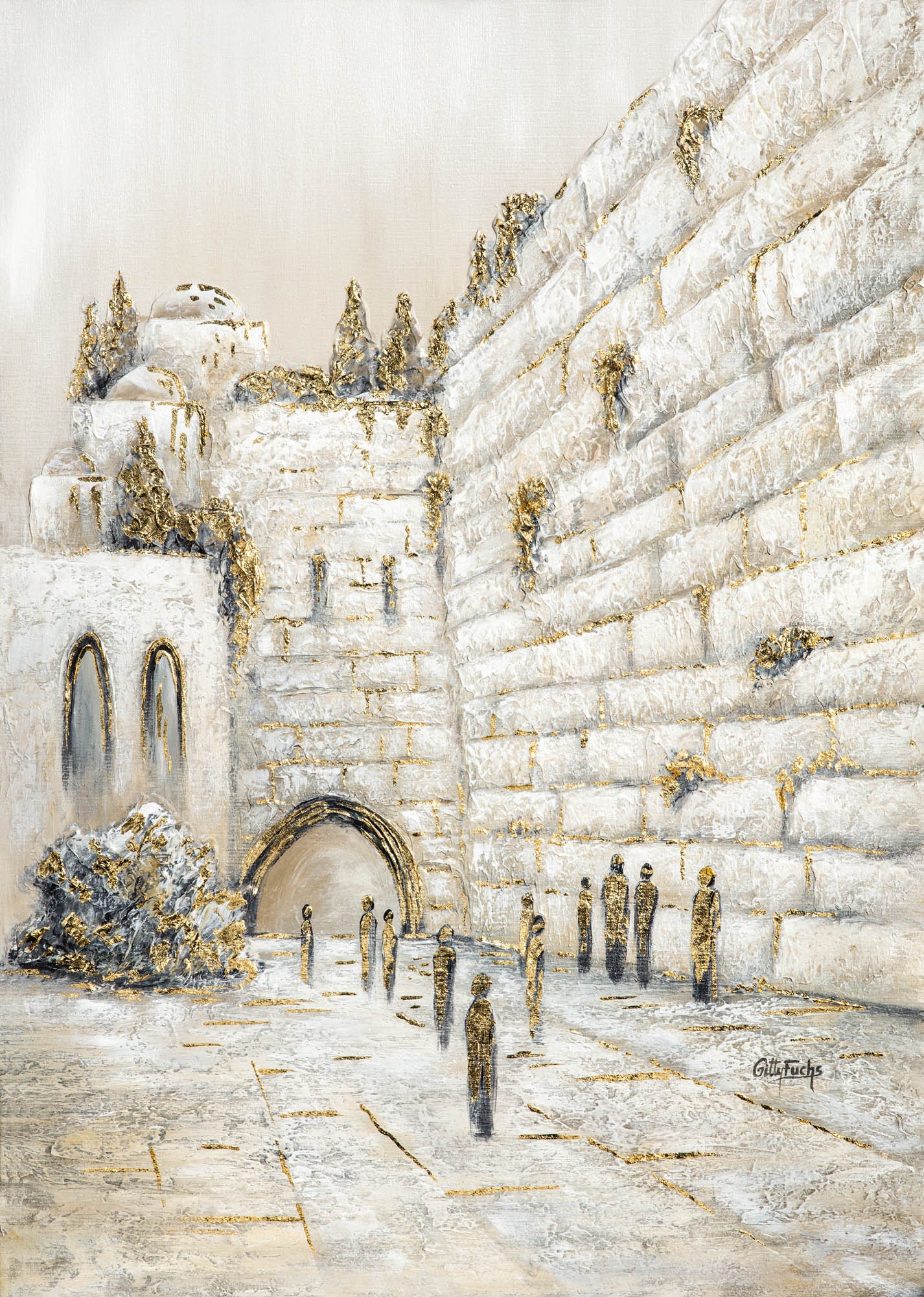Meaningful original painting of the western wall prayers kotel
