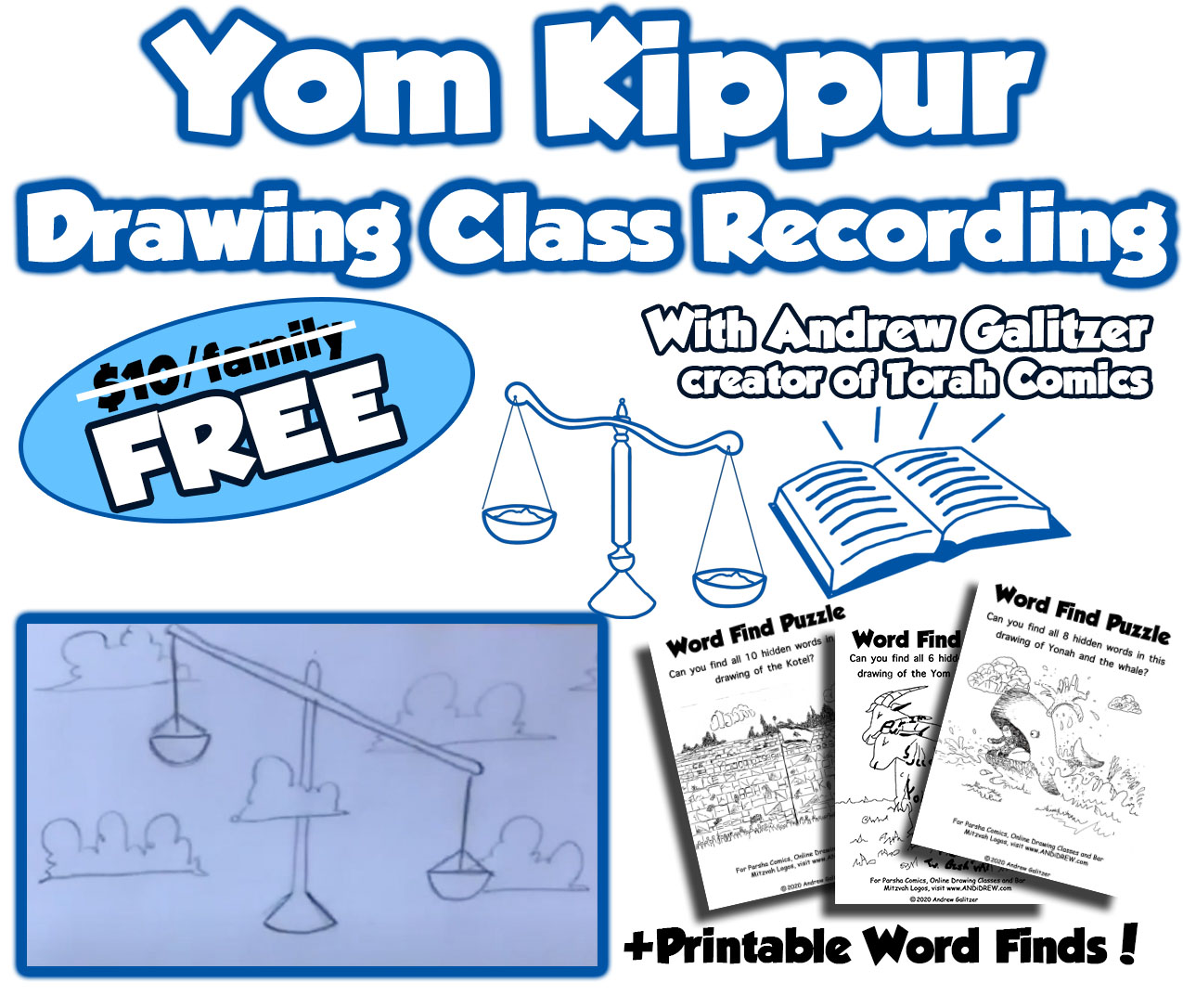 Yom kippur drawing class and word findscoloring pages