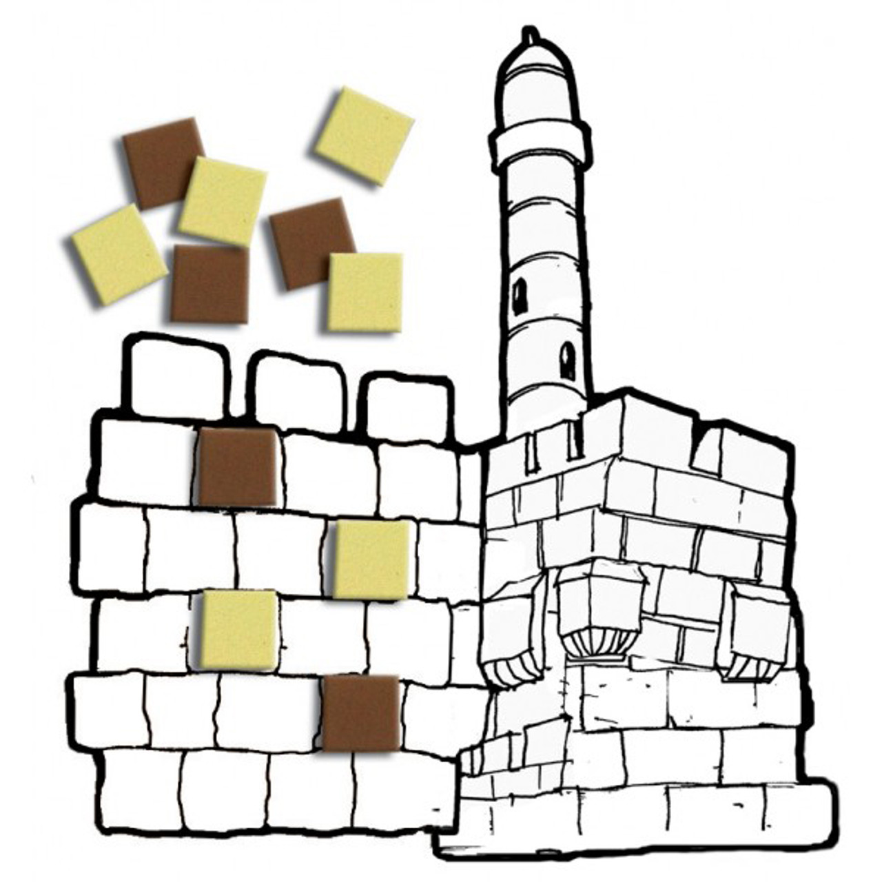 Tower of david color paste crafts with jerusalem stones foam mosaic squares great pricing at bennys