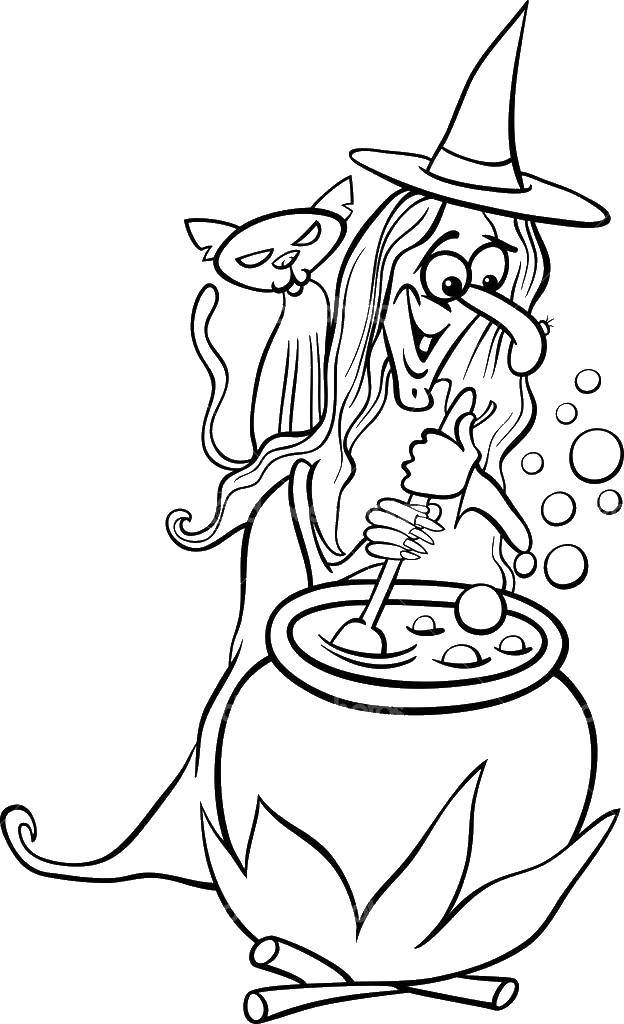 Online coloring pages cauldron coloring witch and cauldron halloween
