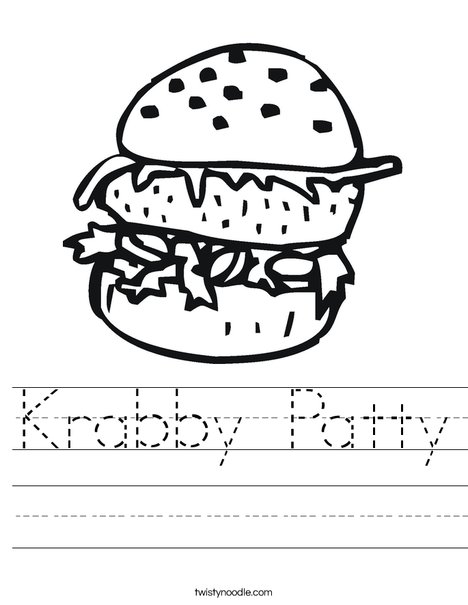 Krabby patty worksheet