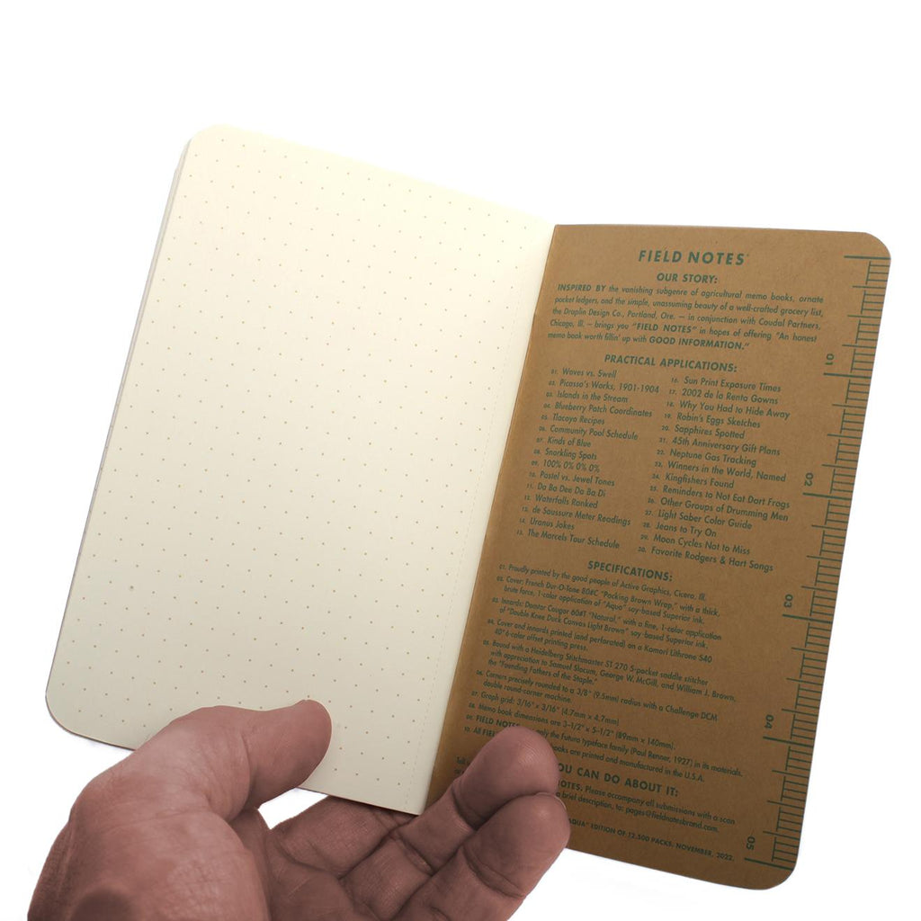 Field notes kraft plus memo books pk dotgrid amber â art office supplies
