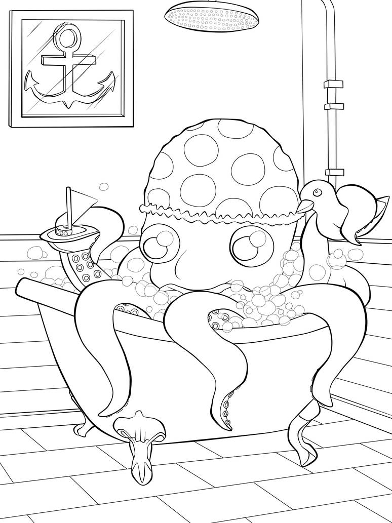 Cute monster kraken coloring page by gaiadarkstar on
