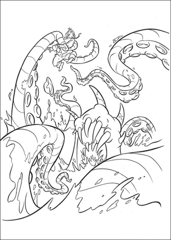 Kraken octopus coloring page free printable coloring pages