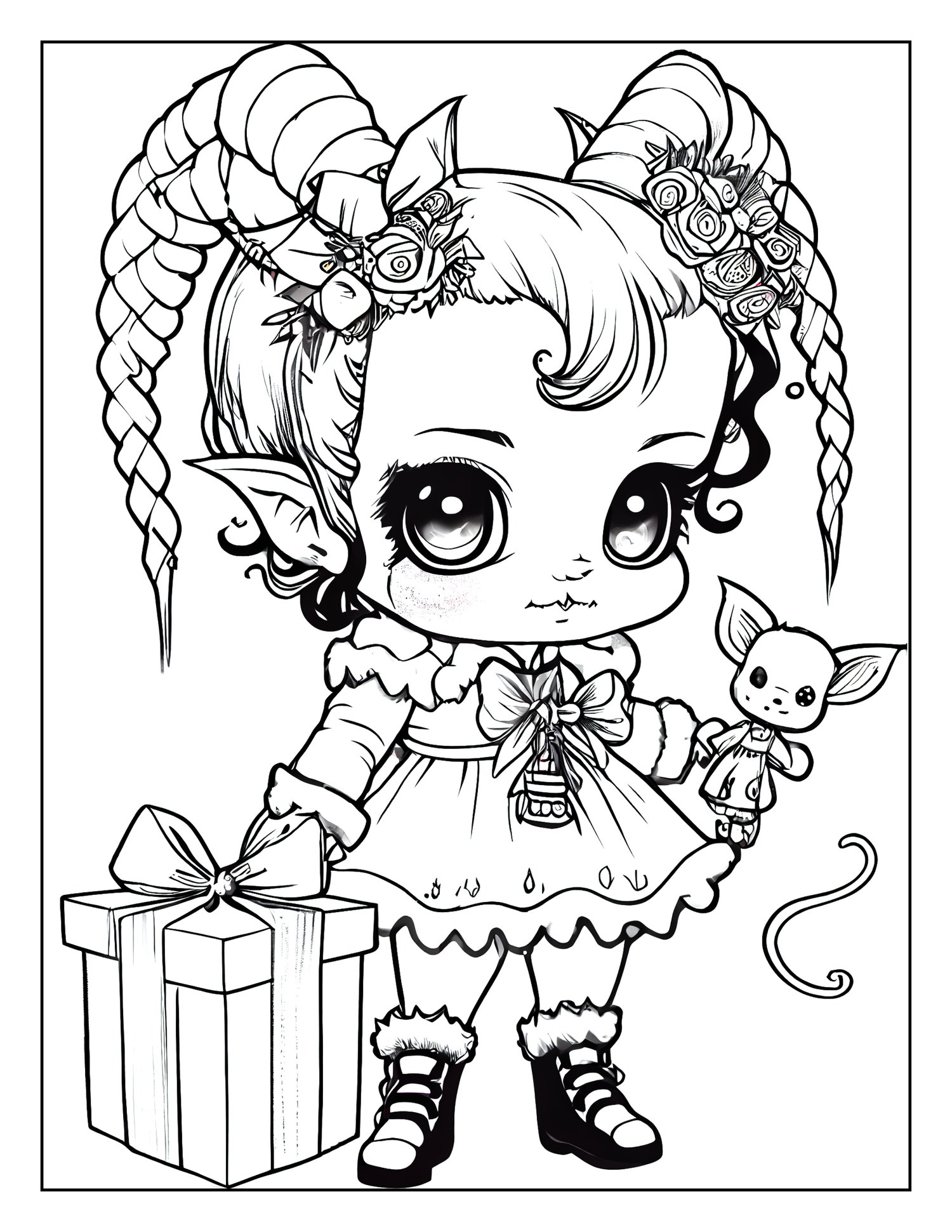 Kawaii baby krampus coloring book