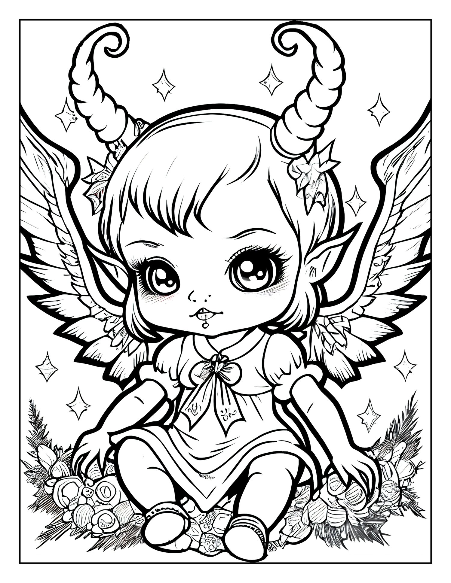 Kawaii baby krampus coloring book