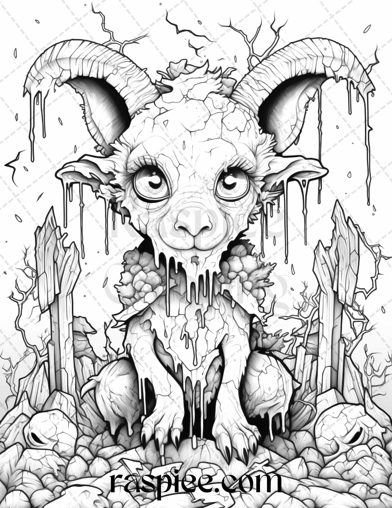 Halloween scary animals grayscale coloring pages printable for adul â coloring