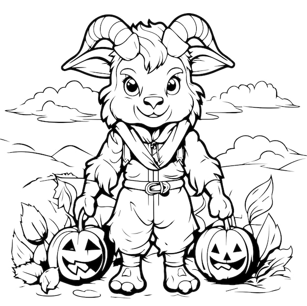 Premium vector cute cartoon halloween coloring pages