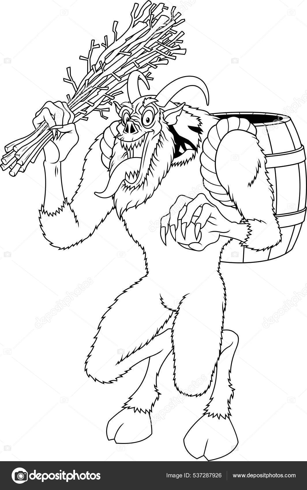 Vuorattu vektori kuva sarjakuva krampus â kuvapankkivektori hittoon