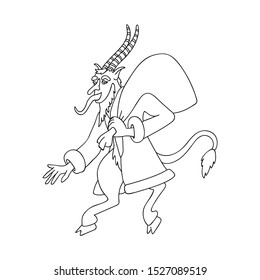 Hakuun krampus character linear design vector illustration liittyvã vektorikuva rojaltivapaa