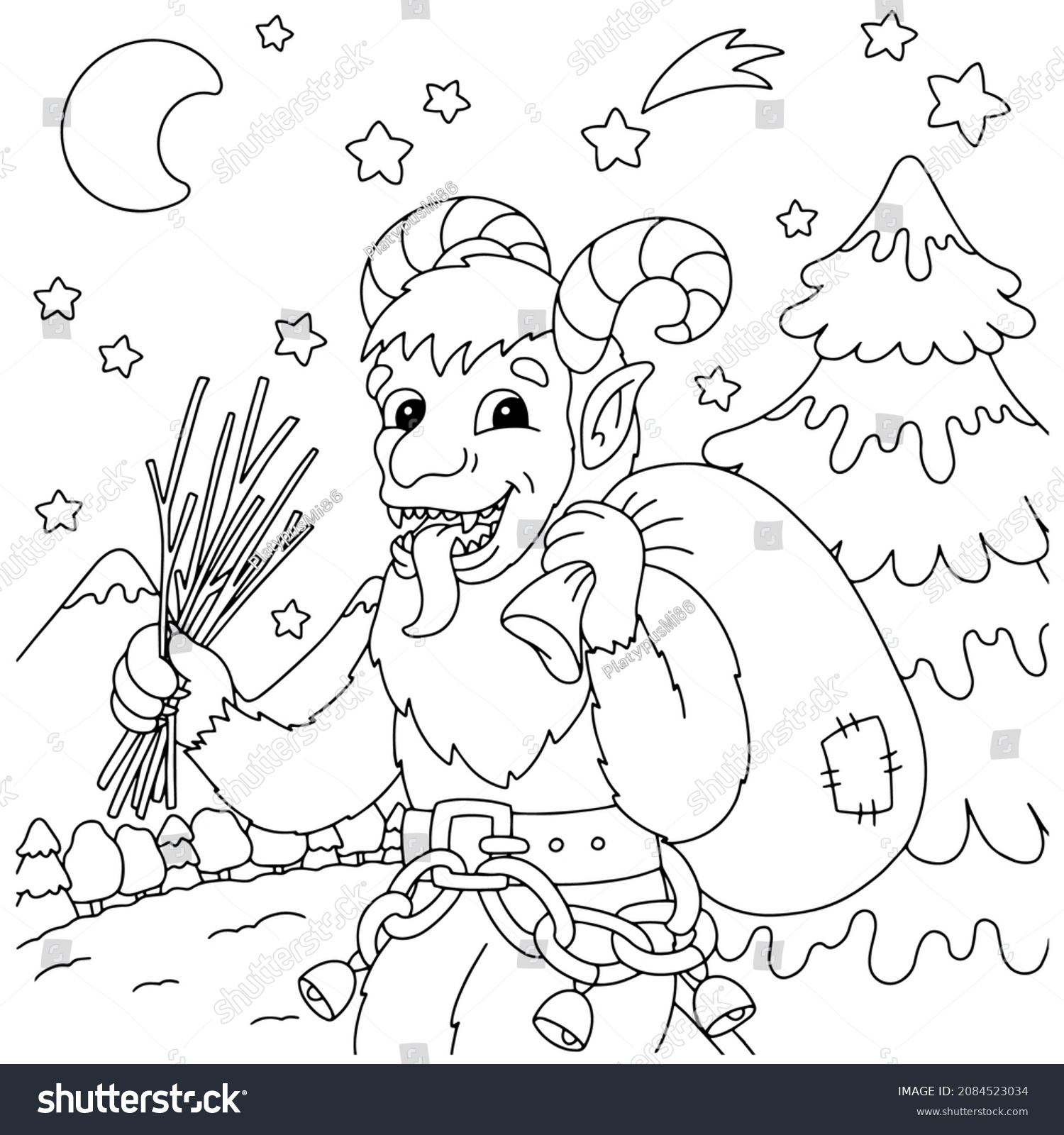 Stock vektor âchristmas krampus coloring book page kidsâ bez autorskãch poplatkå