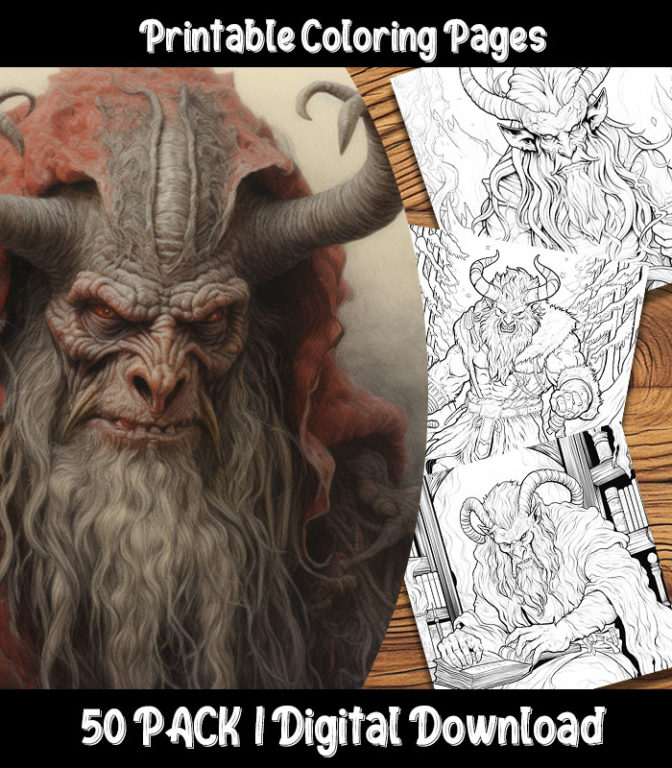 Krampus coloring pages the happy colorist