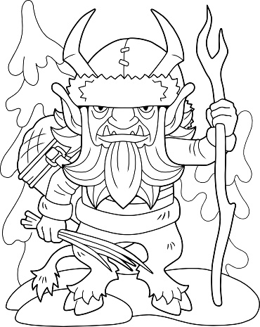 Christmas monster krampus coloring book funny illustration stock illustration