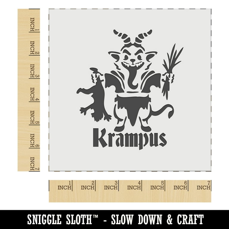 Little krampus christmas monster taking child demon devil diy cookie wall craft stencil