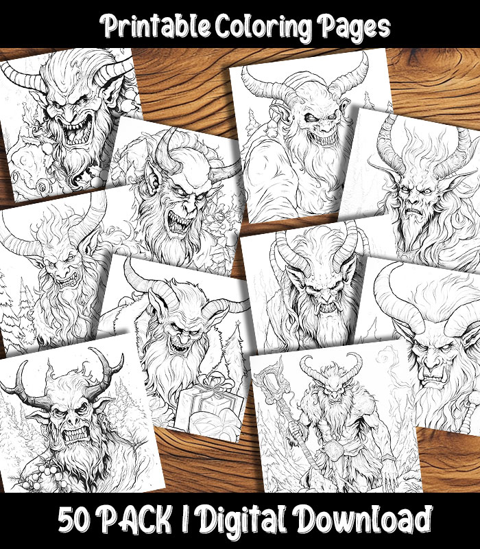 Krampus coloring pages the happy colorist