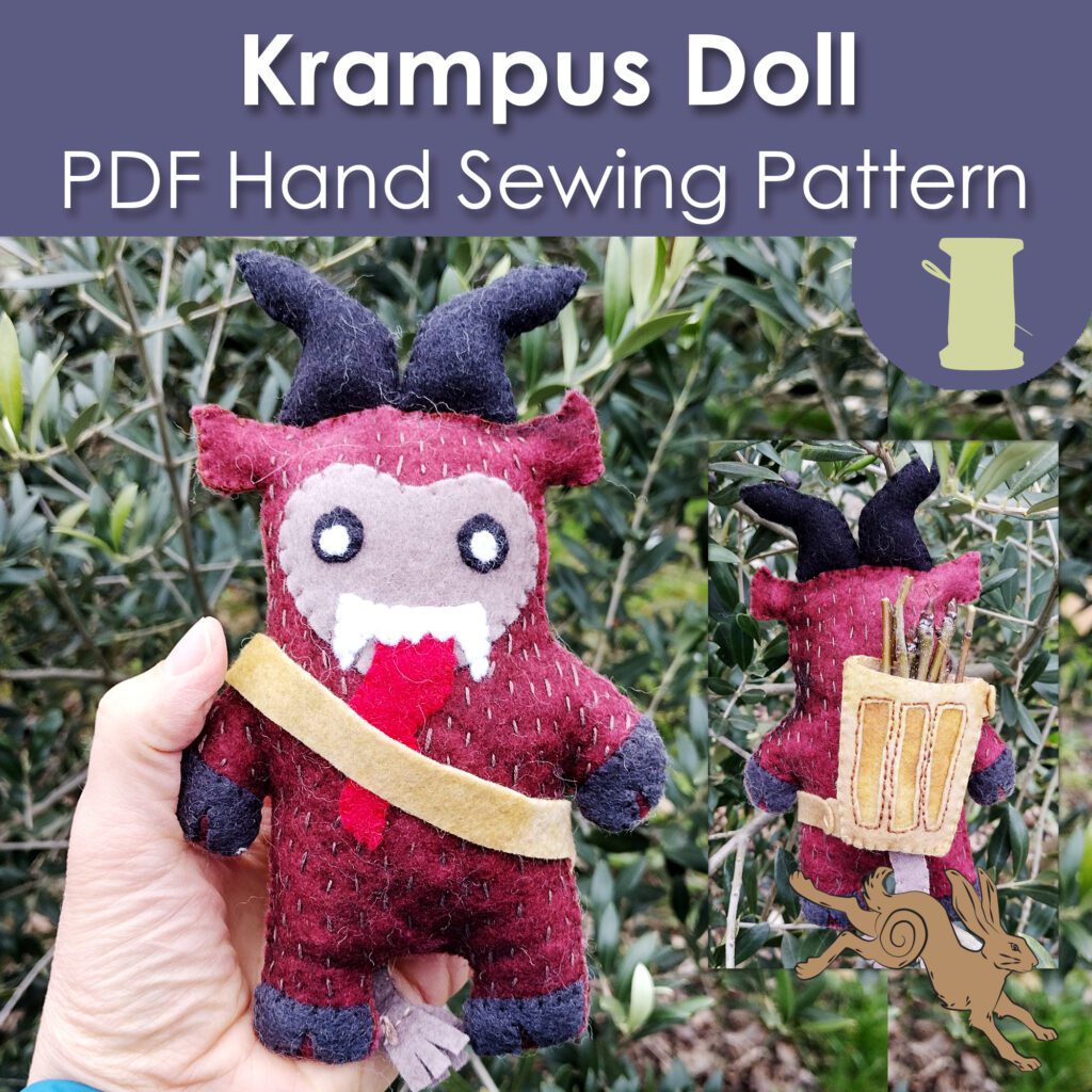 Krampus doll hand sewing pattern â muse of the morning â hand dyed embroidery floss fabric pdf embroidery patterns