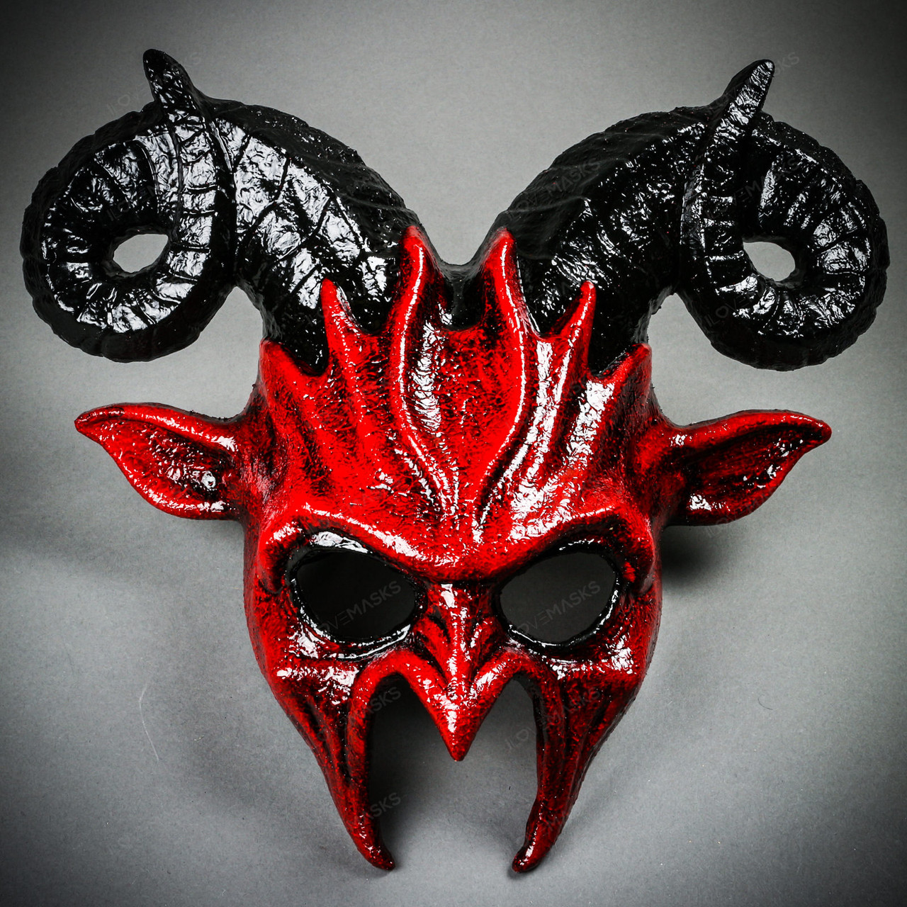 Scary halloween mask krampus ram horns masquerade mask cosplay costume bloody red