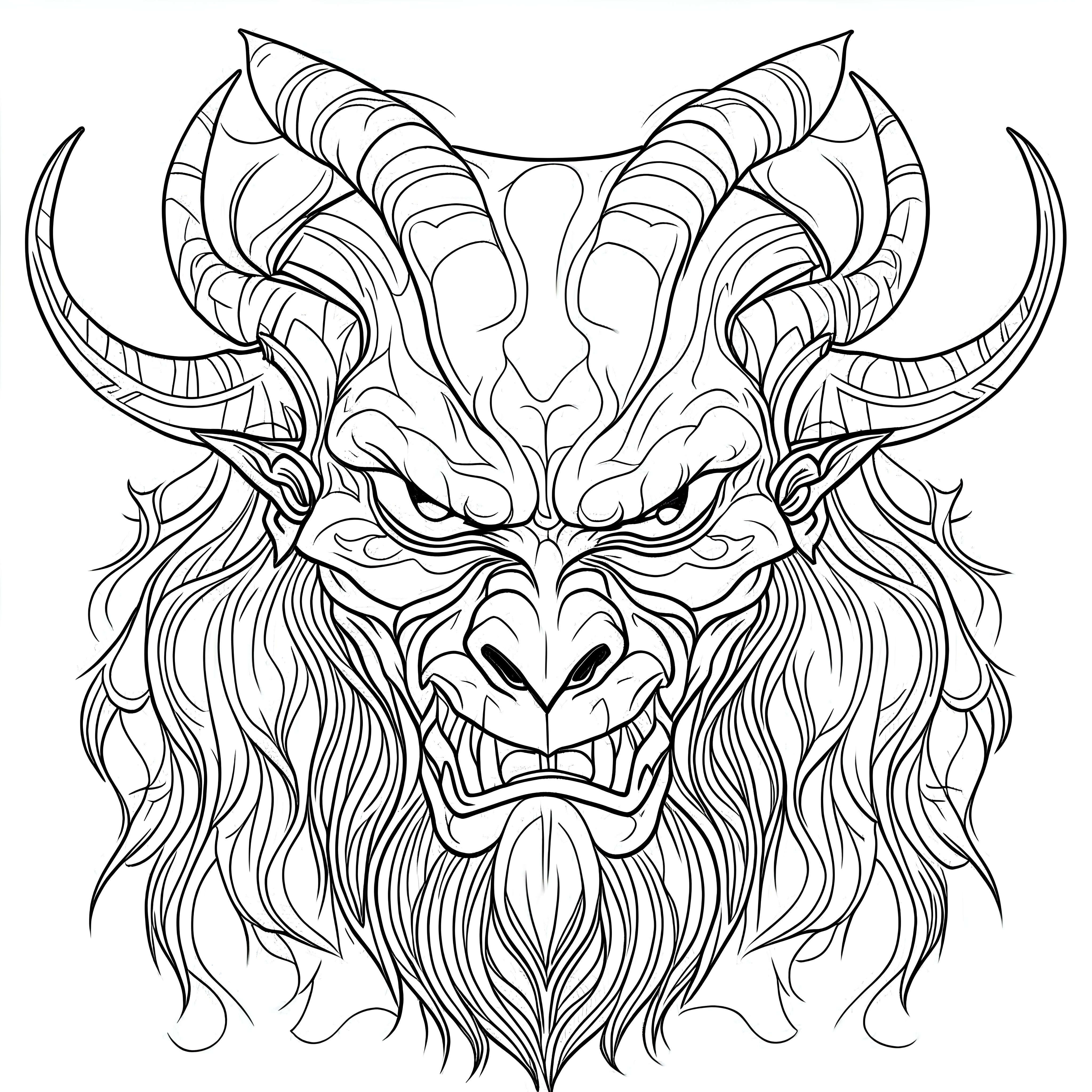 Outline art for square krampus mask portrait color gallery