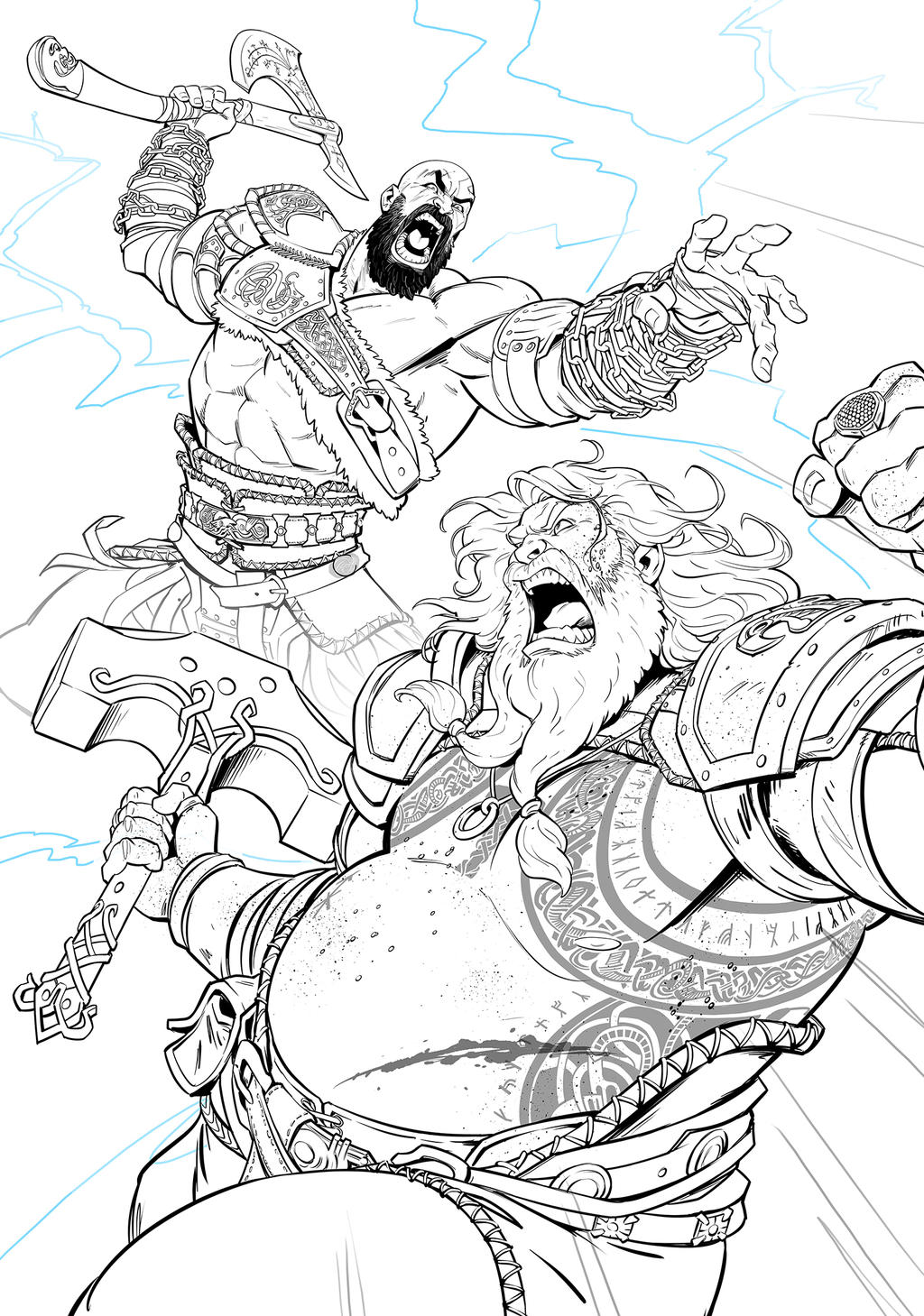 God of war ragnarok fan art inks by patrickbrown on