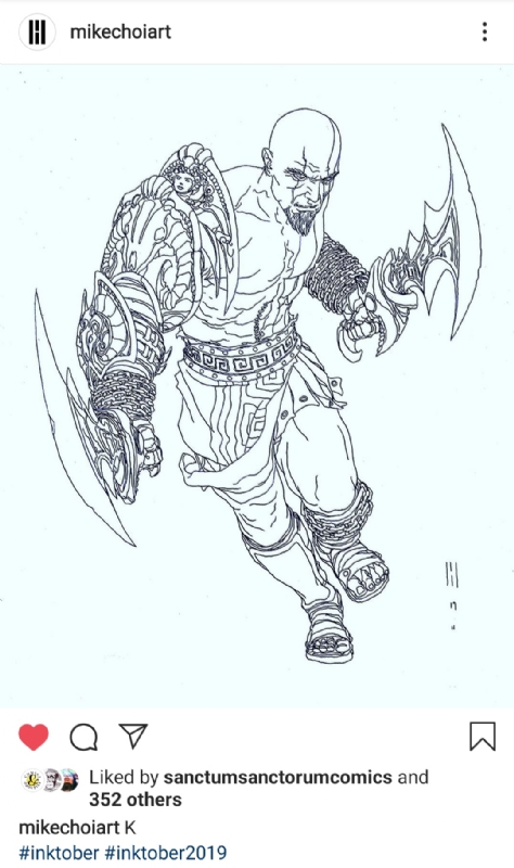 Kratos by mike choi god of war in jerome lees personal collection ic art gallery room