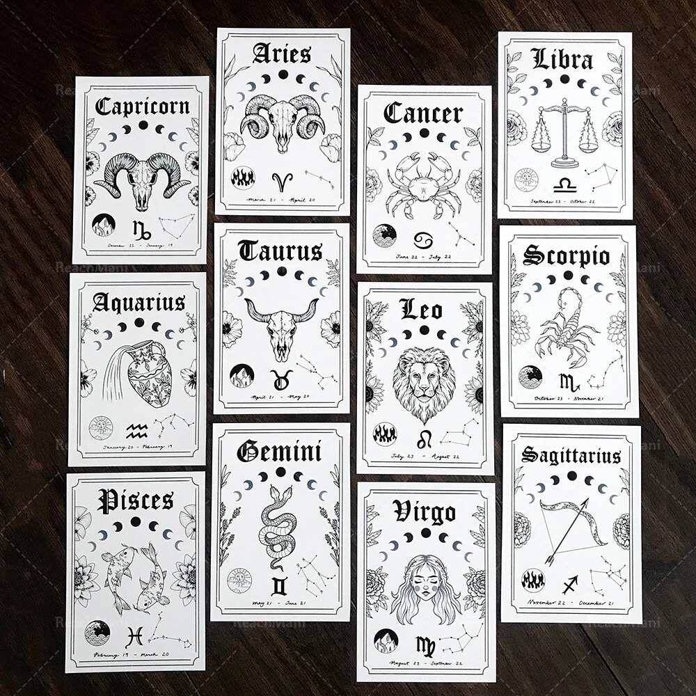 Zodiak krewetki krab owca lew astrologia drukowany obraz znak gwiazdy powietrza unikalny prezent styl boho dekoracje åcienne akat canv