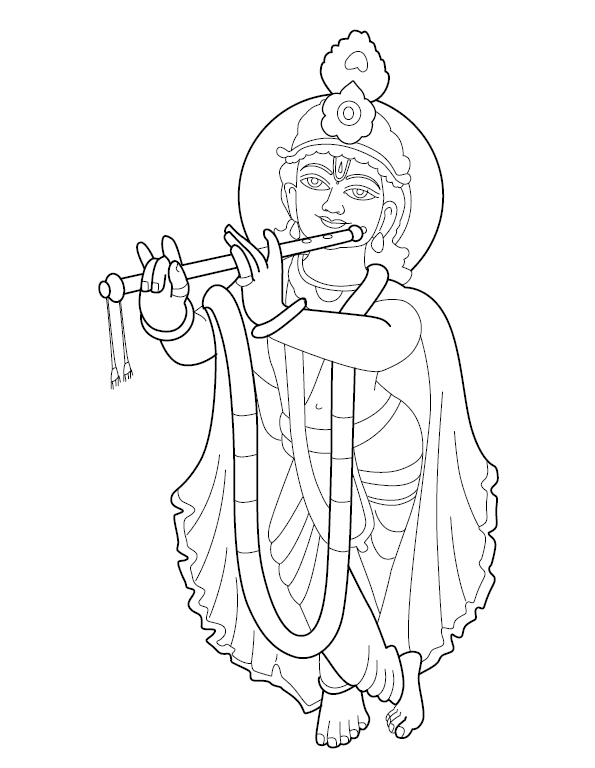 Lord krishna colouring image free colouring book for children â monkey pen store