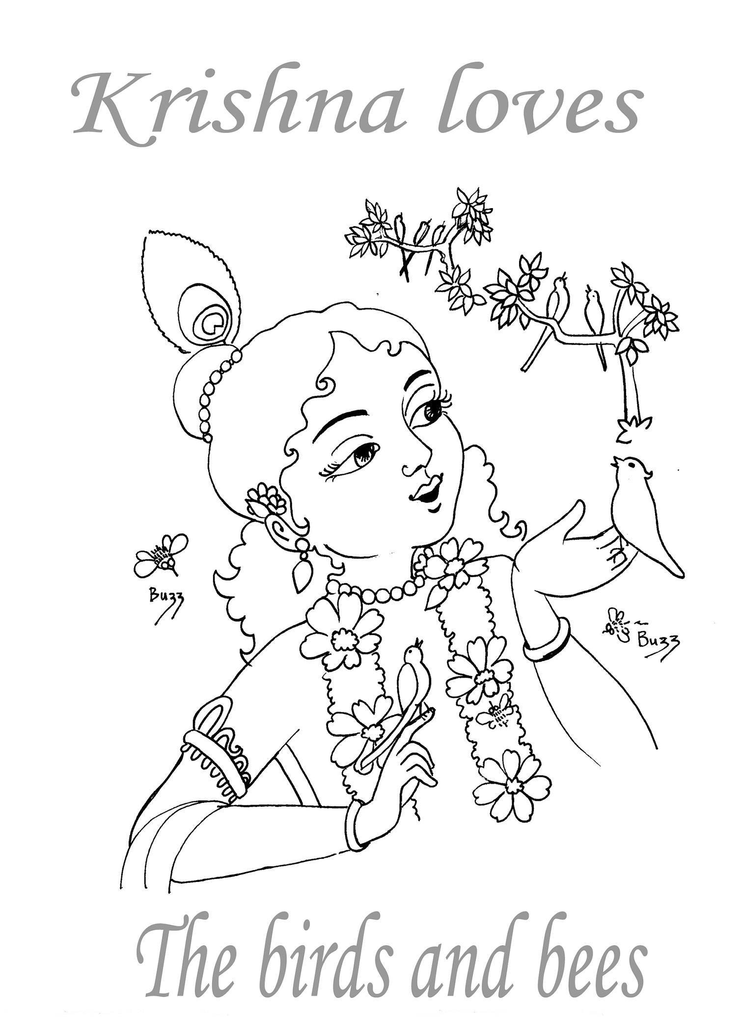 Krishna childrens colouring pages instant download syamarts a