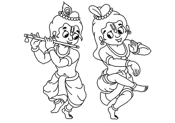 Krishna having good time with balarama coloring pages