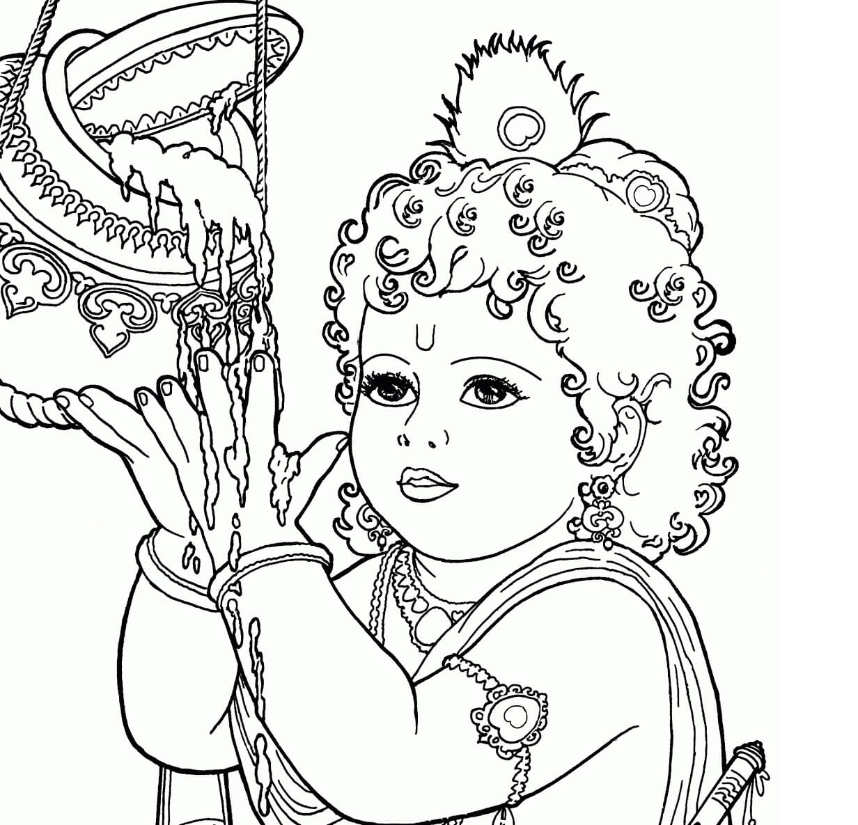 Baby krishna image coloring page