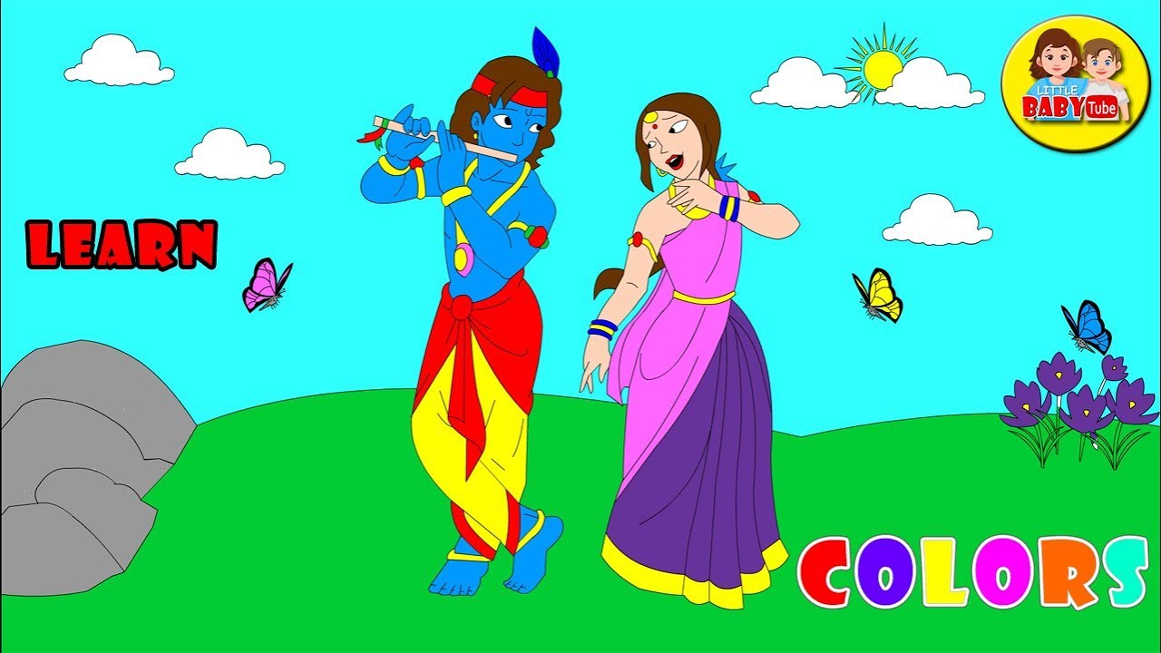 Radha krishna coloring page teach colors for children color learning video