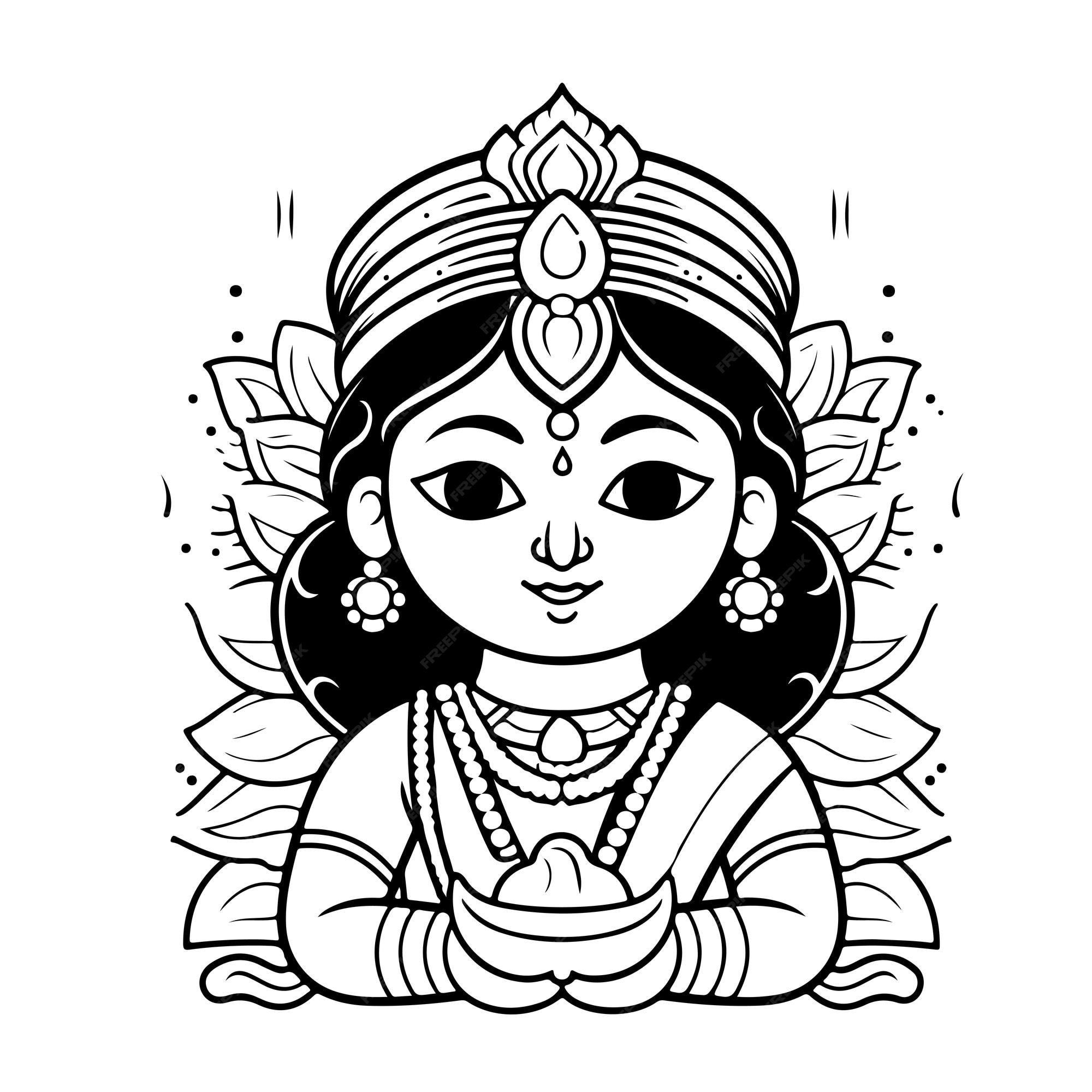 Premium vector coloring page line drawing krishna janmashtami day